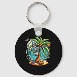 Halloween Skeleton Palm Tree Key Ring
