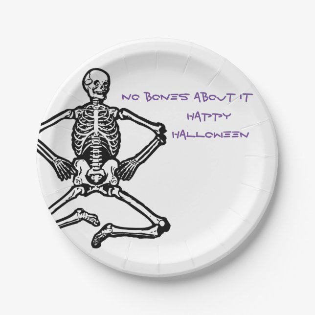 Halloween Skeleton Paper Plates 7" (Front)