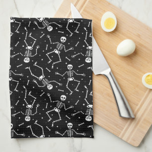 Halloween Skeleton Pattern Tea Towel