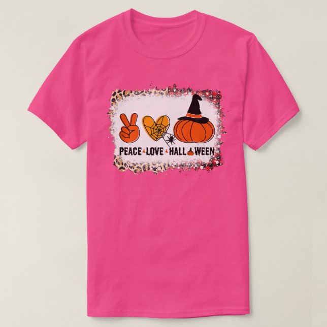 Halloween Skeleton Peace Love Halloween With Scary T-Shirt (Design Front)