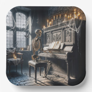 Halloween Skeleton Pianist Paper Plate