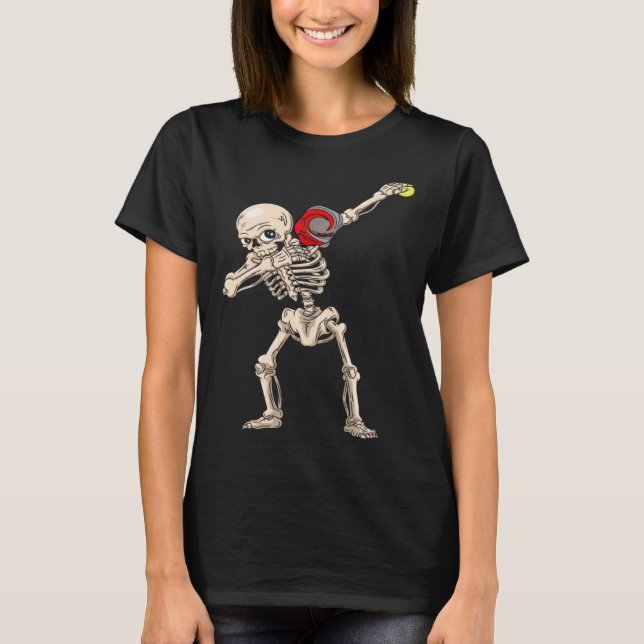Halloween Skeleton Pickleball Dabbing T-Shirt (Front)