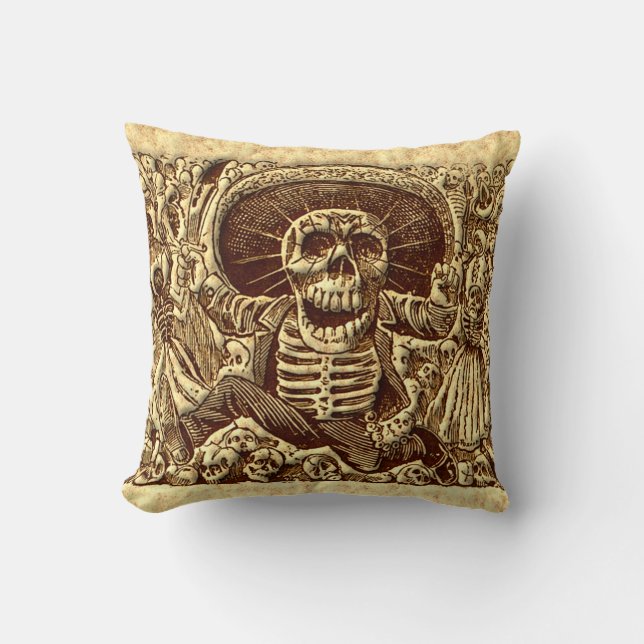 Halloween Skeleton Pirate Cushion (Front)