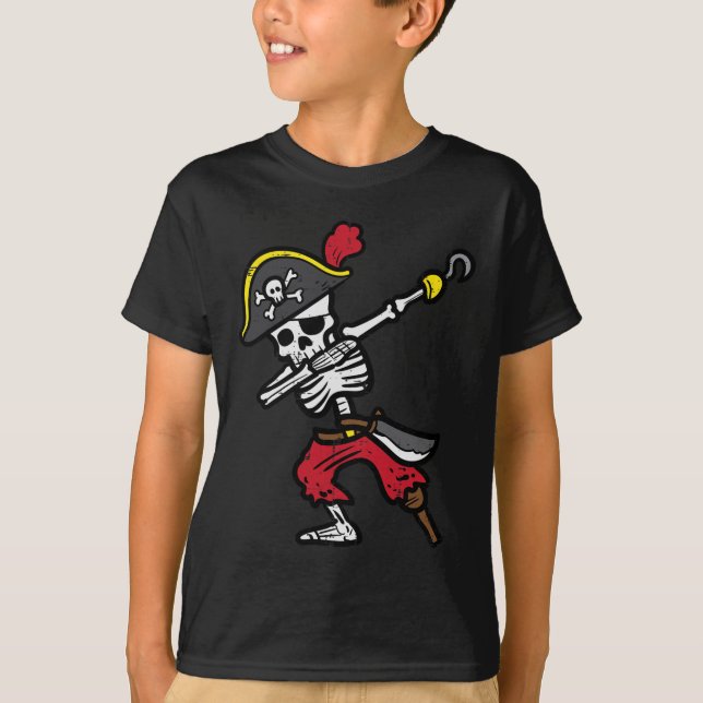 Halloween Skeleton Pirate Dab Costume Boy Kids Tod T-Shirt (Front)