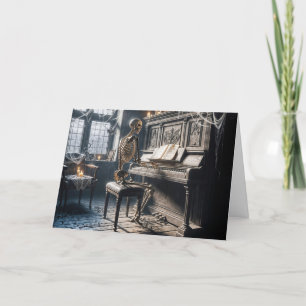 Halloween Skeleton Playing a Piano Card