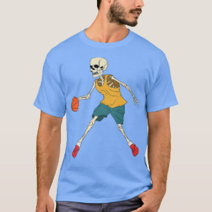 Halloween Skeleton Playing Basketball Player Team T-Shirt
