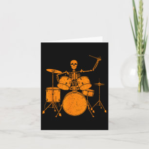 Halloween Skeleton Playing Drum Cute Funny Drums G Card