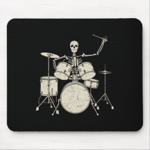 Halloween Skeleton Playing Drum Cute Funny Drums G Mouse Mat