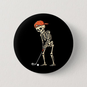 Halloween Skeleton Playing Golf Funny Golfer Boys 6 Cm Round Badge