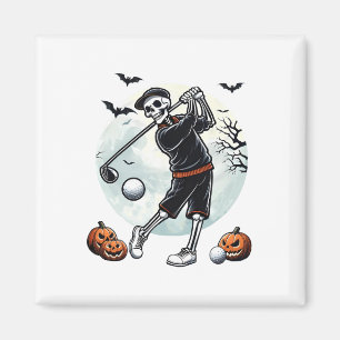Halloween Skeleton Playing Golf Funny Golfer Boys Magnet