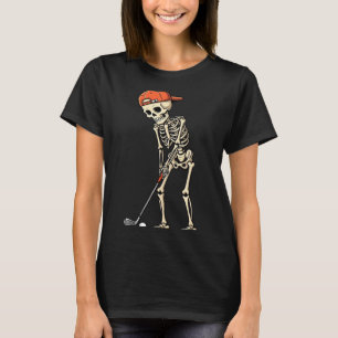 Halloween Skeleton Playing Golf Funny Golfer Boys T-Shirt