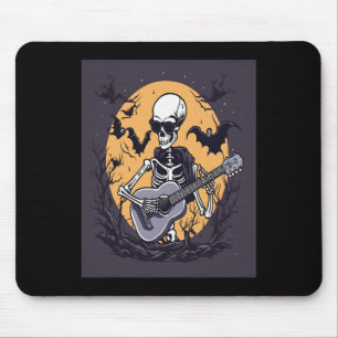 Halloween Skeleton Playing Guitar Music Funny Skul Mouse Mat