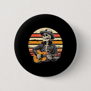 Halloween Skeleton Playing Guitar Rock And Roll Nd 6 Cm Round Badge