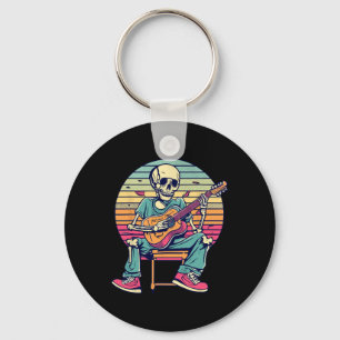 Halloween Skeleton Playing Guitar Rock And Roll Nd Key Ring