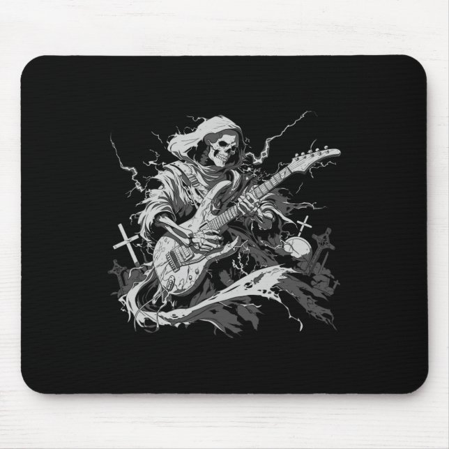 Halloween Skeleton Playing Guitar Rock And Roll Nd Mouse Mat (Front)