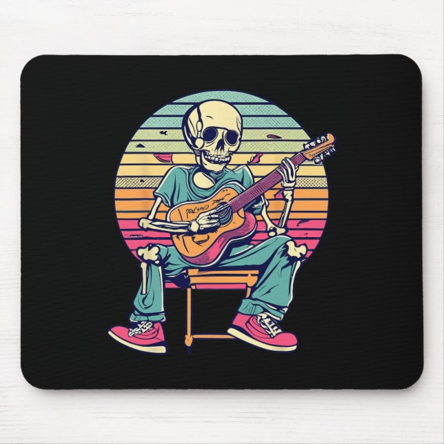 Halloween Skeleton Playing Guitar Rock And Roll Nd Mouse Mat (Front)