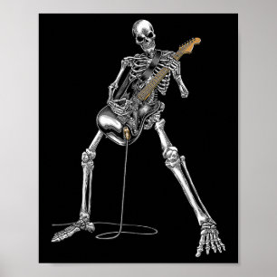 Halloween Skeleton Playing Guitar Rock And Roll Nd Poster
