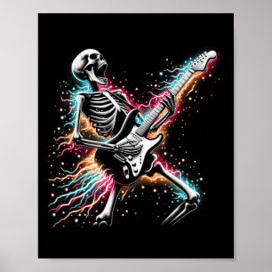 Halloween Skeleton Playing Guitar - Rock And Roll Poster