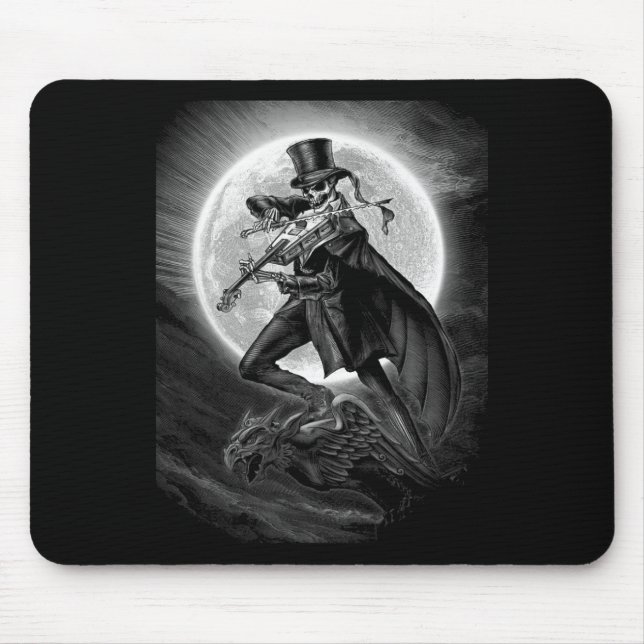 Halloween Skeleton Playing Violin - Rock And Roll  Mouse Mat (Front)