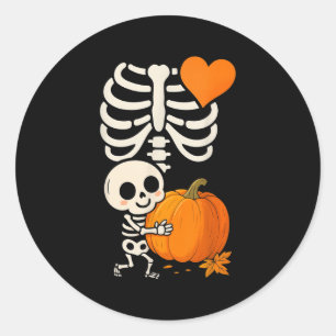 Halloween Skeleton Pregnancy Announcement Soky Mom Classic Round Sticker