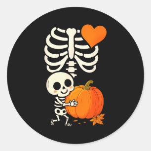 Halloween Skeleton Pregnancy Announcement Soky Mom Classic Round Sticker