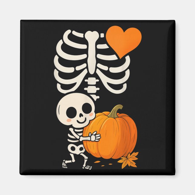 Halloween Skeleton Pregnancy Announcement Soky Mum Magnet (Front)