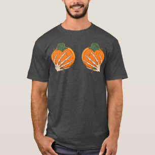 Halloween Skeleton Pumpkin Chest Autumn Funny Cele T-Shirt