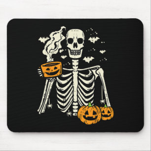 Halloween Skeleton Pumpkin Fall Coffee Fun Costume Mouse Mat