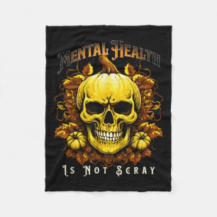 Halloween Skeleton Pumpkin Mental Health Suicide P Fleece Blanket