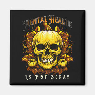 Halloween Skeleton Pumpkin Mental Health Suicide P Magnet