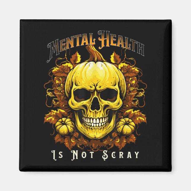 Halloween Skeleton Pumpkin Mental Health Suicide P Magnet (Front)