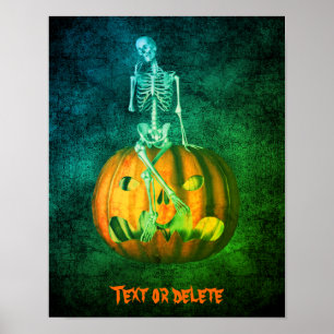 Halloween Skeleton Pumpkin Personalised  Poster