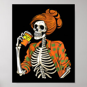 Halloween Skeleton Pumpkin Spice Latte Poster