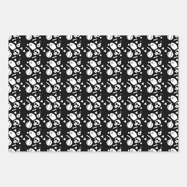 Halloween Skeleton Pumpkin Spooky Sprinkles Wrapping Paper Sheet (Front)