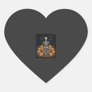 Halloween Skeleton Pumpkin Vintage Retro Design_1 Heart Sticker