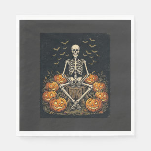 Halloween Skeleton Pumpkin Vintage Retro Design_1 Napkin