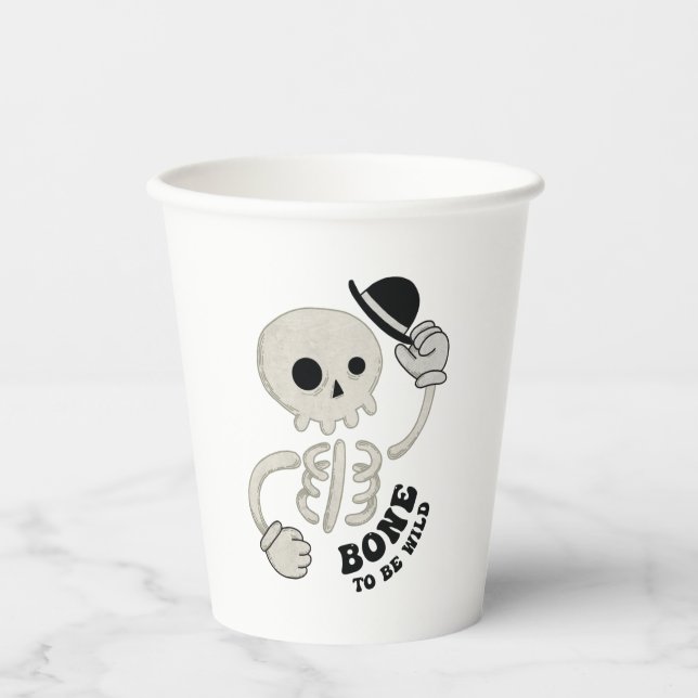 Halloween Skeleton Pun: Bone to be Wild Paper Cups (Front)