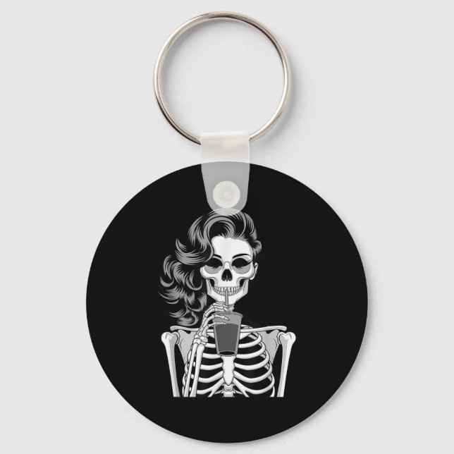 Halloween Skeleton Retro Style Drink Beverage Quir Key Ring (Front)