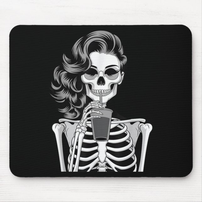 Halloween Skeleton Retro Style Drink Beverage Quir Mouse Mat (Front)