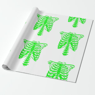 halloween Skeleton Rib Cage acid green Wrapping Paper