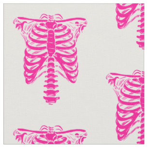 halloween Skeleton Rib Cage pink Fabric
