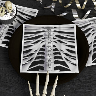 Halloween Skeleton Rib Cage Spine-tingling Black Napkin