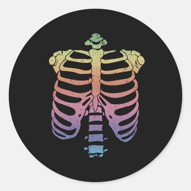 Halloween Skeleton Rib Cage Zombie Costume Tee  Classic Round Sticker (Front)