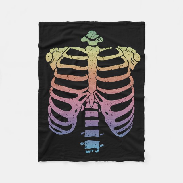Halloween Skeleton Rib Cage Zombie Costume Tee  Fleece Blanket (Front)