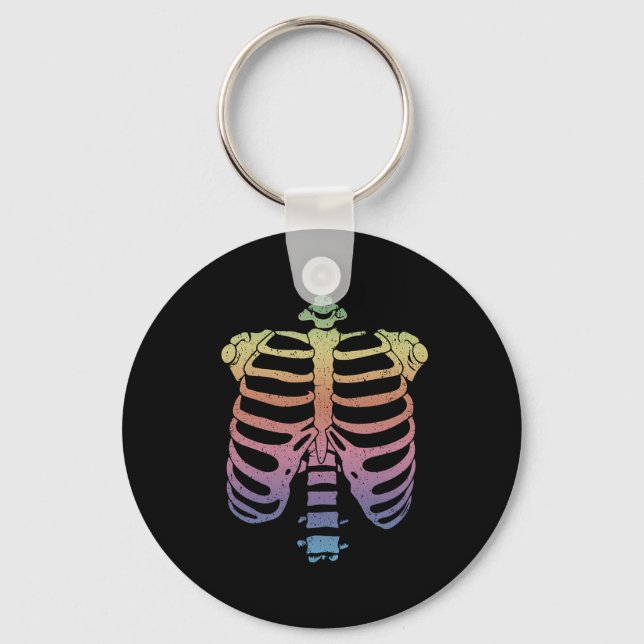 Halloween Skeleton Rib Cage  Zombie Costume Tee  Key Ring (Front)