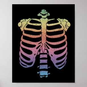 Halloween Skeleton Rib Cage Zombie Costume Tee  Poster