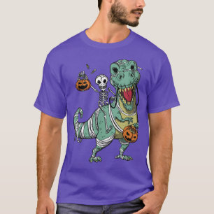 Halloween Skeleton Riding Dinosaur Tre 3966 T-Shirt