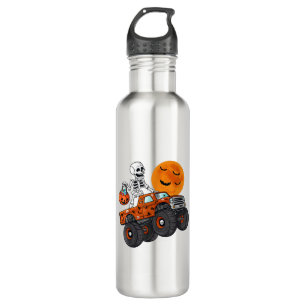 Halloween Skeleton Riding Monster Truck 710 Ml Water Bottle