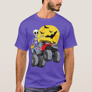 Halloween Skeleton Riding Monster Truck Pumpkin Bo T-Shirt