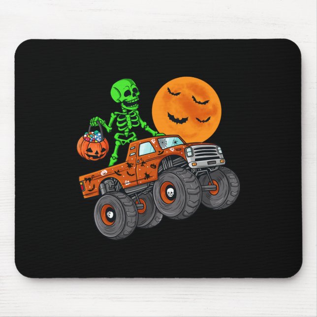 Halloween Skeleton Riding Monster Truck Toddler Bo Mouse Mat (Front)